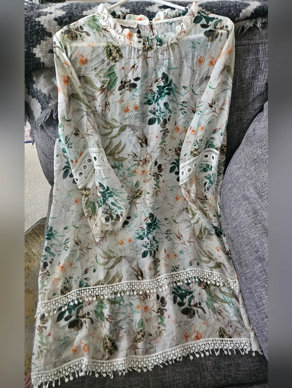 Bellambra, Made In Italy, Silk Floral Fringe Dress, Medium, 21ptp - Picture 10 of 10